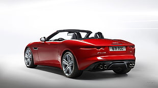 red convertible sports coupe, Jaguar F-Type, Jaguar, red cars, car
