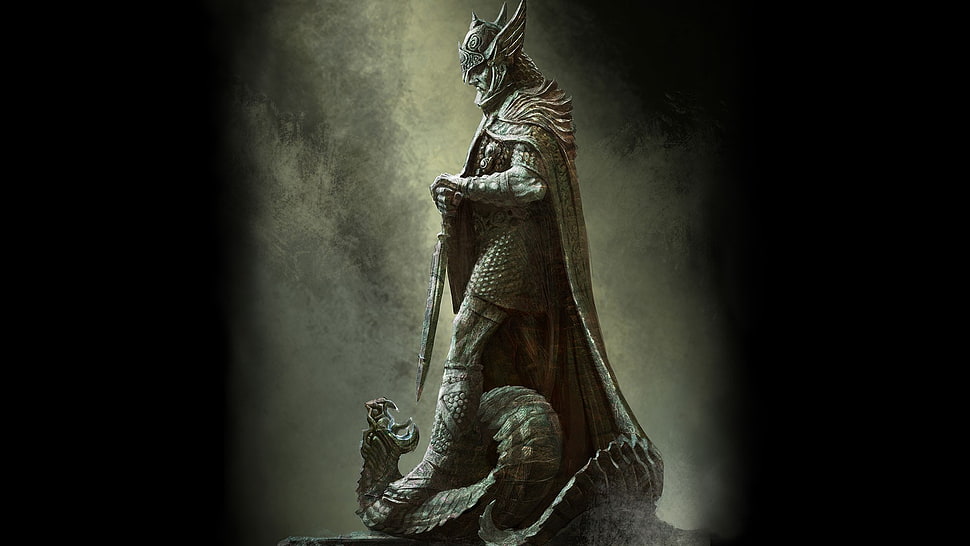 knight killing serpent digital wallpaper, The Elder Scrolls V: Skyrim, video games, Talos HD wallpaper