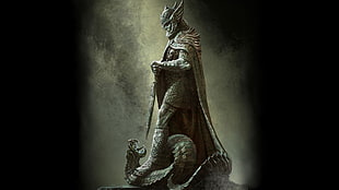 knight killing serpent digital wallpaper, The Elder Scrolls V: Skyrim, video games, Talos