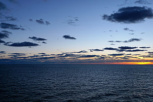 sunset over calm ocean HD wallpaper