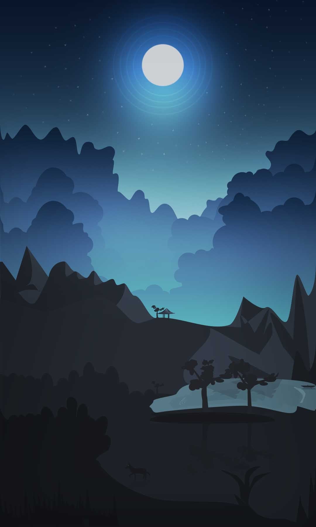 Shed on hill under full moon animated wallpaper, night, summer, wolf, sky  HD wallpaper | Wallpaper Flare