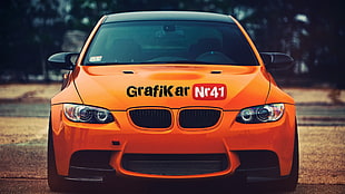 orange BMW car, BMW, car, orange cars HD wallpaper