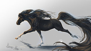 horse running painting HD wallpaper