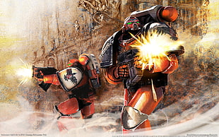 two orange robots digital wallpaper, Warhammer 40,000, space marines, Warhammer HD wallpaper