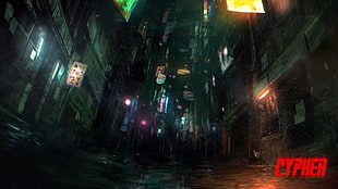 Cypher digital wallpaper, cyberpunk, street, futuristic HD wallpaper