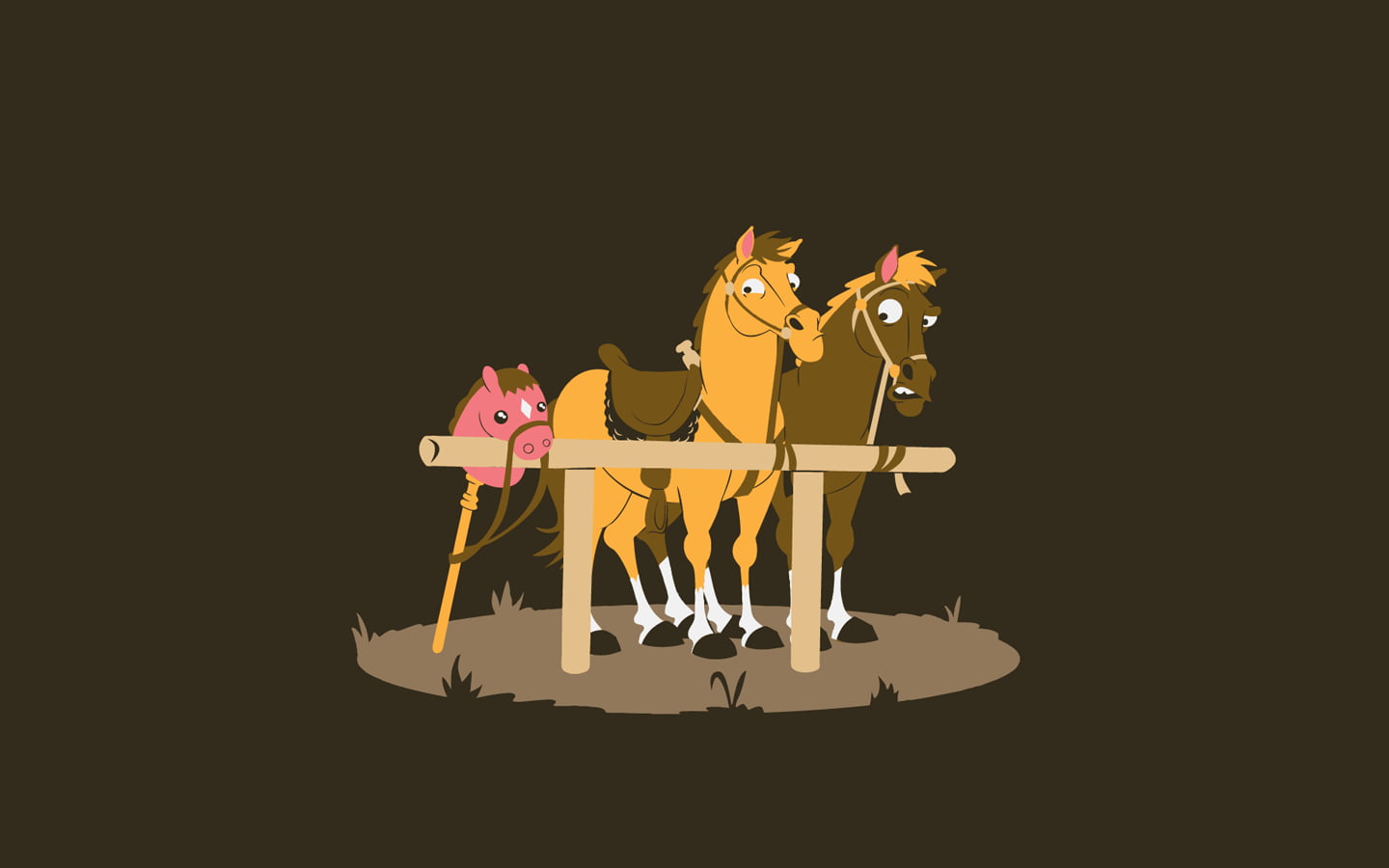 two brown and beige horse clip art, humor, simple, minimalism, horse