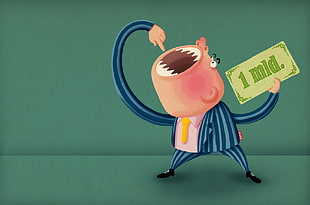 man holding banknote cartoon illustration HD wallpaper