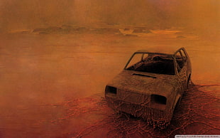 vintage wrecked car, apocalyptic, car, rust, FIAT HD wallpaper