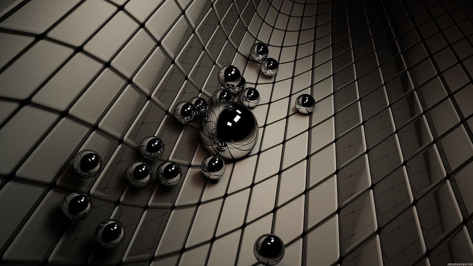 silver balls 3D wallpaper, abstract HD wallpaper