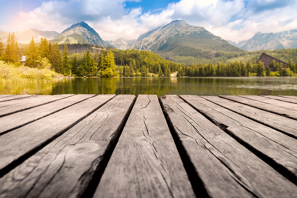 mountains, nature, sky, water HD wallpaper