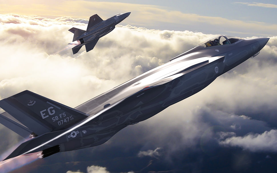 gray fighting jet during daytime HD wallpaper