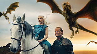 Game of Thrones digital wallpaper, Daenerys Targaryen, Game of Thrones, Iain Glen, Jorah Mormont HD wallpaper