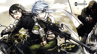 man holding rifle illustration, anime, Sword Art Online