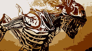 black and brown predator illustration, Alien (movie), Xenomorph, artwork, movies HD wallpaper