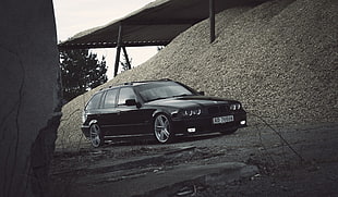 black BMW station wagon, BMW, BMW E36, Norway, Stance