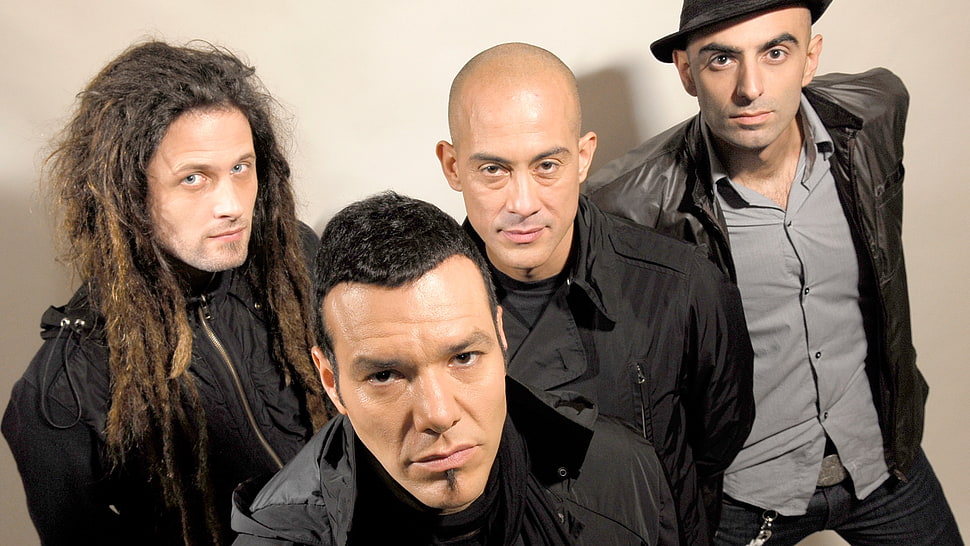 four man wearing black dress shirts HD wallpaper