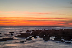 beach scenery during dusk HD wallpaper