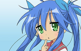 blue haired female anime
