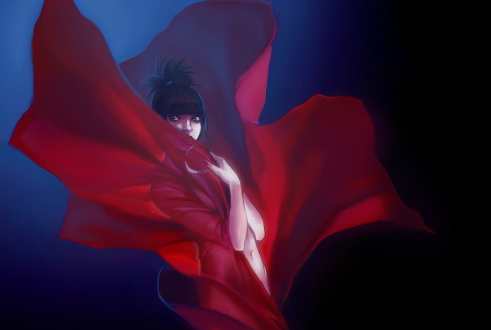 red cape female character, artwork, fantasy art HD wallpaper