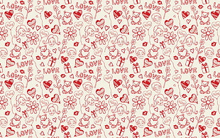 white and red Love printed illustration