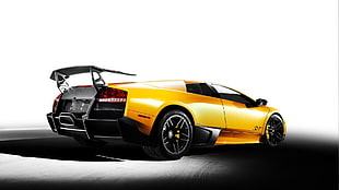 yellow and black coupe die-cast model, Lamborghini Murcielago