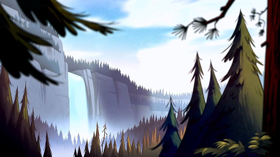 waterfalls and trees wallpaper, Gravity Falls HD wallpaper