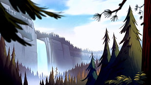 waterfalls and trees wallpaper, Gravity Falls