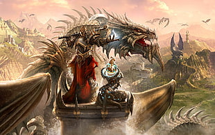 brown dragon game cover, Dragon Eternity, video games, fantasy art, dragon