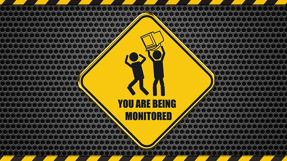 your are being monitored illustration, caution, yellow, computer game, computer HD wallpaper