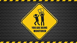 your are being monitored illustration, caution, yellow, computer game, computer