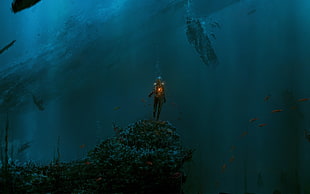 video game screenshot, underwater, artwork, digital art