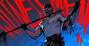 topless man with spear illustration, Grzegorz Przybyś, Mad Max: Fury Road, Mad Max HD wallpaper
