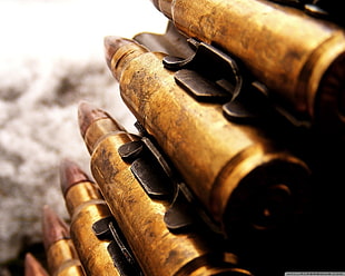 brass-colored rifle bullet, ammunition HD wallpaper