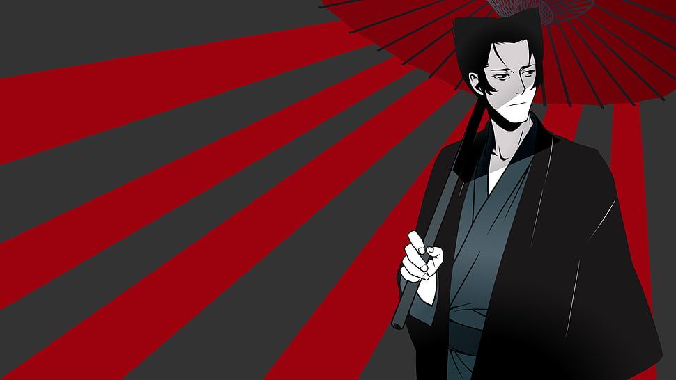 Samurai illustration, Monogatari Series, Kaiki Deishu, anime HD wallpaper