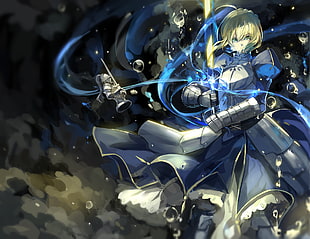 yellow haired male anime character wallpapre, Fate Series, Saber, Arthur