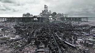 aerial photo of urban city, Final Fantasy VII, video games