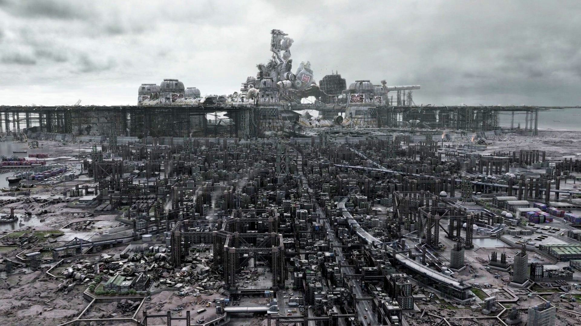 aerial photo of urban city, Final Fantasy VII, video games