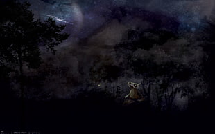 silhouette of trees digital wallpaper, Pokémon, cubone, dark