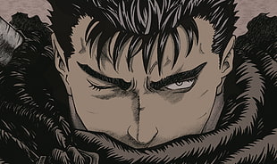 black-haired male anime character illustration, Berserk, Black Swordsman, Kentaro Miura, Guts