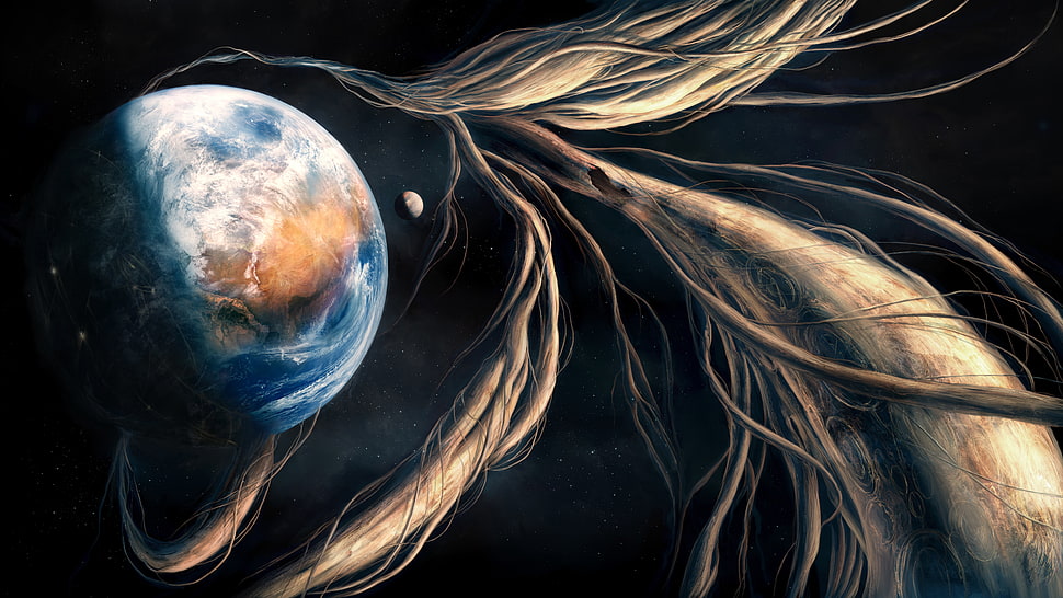 planet digital wallpaper, artwork, science fiction, abstract, space HD wallpaper