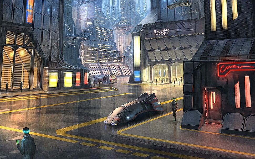 city game wallpaper, science fiction, futuristic city, artwork, digital art HD wallpaper