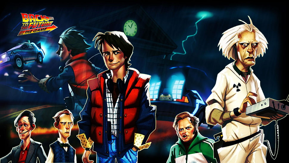 Back to the Future animated illustration HD wallpaper