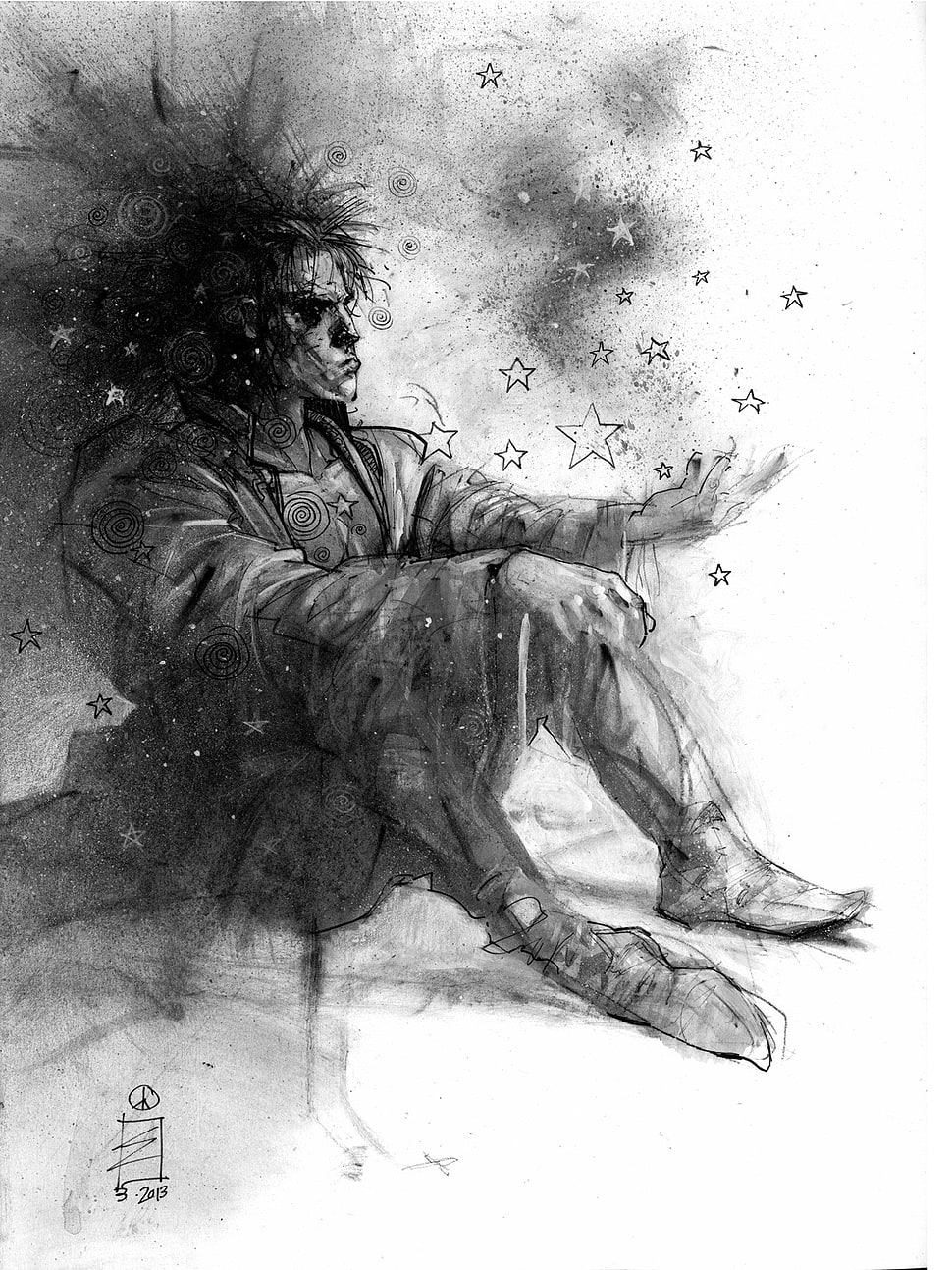 man surrounded by stars sketch, Sandman, Neil Gaiman, Morpheus, Dream (character) HD wallpaper