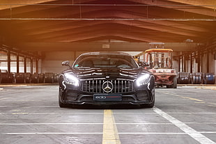 black Mercedes-Benz AMG GTR HD wallpaper