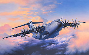 gray cargo plane painting, aircraft, military aircraft, Airbus, Airbus A400M Atlas