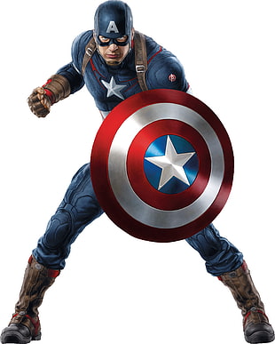 Captain America holding shield in his fighting stance