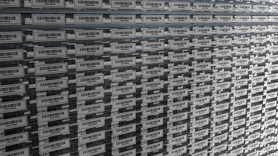 white barcode stickers, digital art, data HD wallpaper