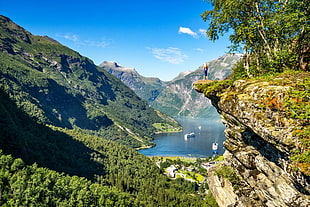 mountain range with body of water during day, mountains, rock, Norway, panorama
