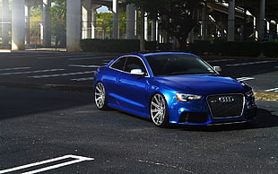blue Audi coupe, Audi, blue, Audi RS5, rims HD wallpaper