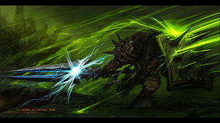 Gladiator illustration, World of Warcraft, Yaorenwo, Thunderfury, Blessed Blade of the Windseeker, video games HD wallpaper